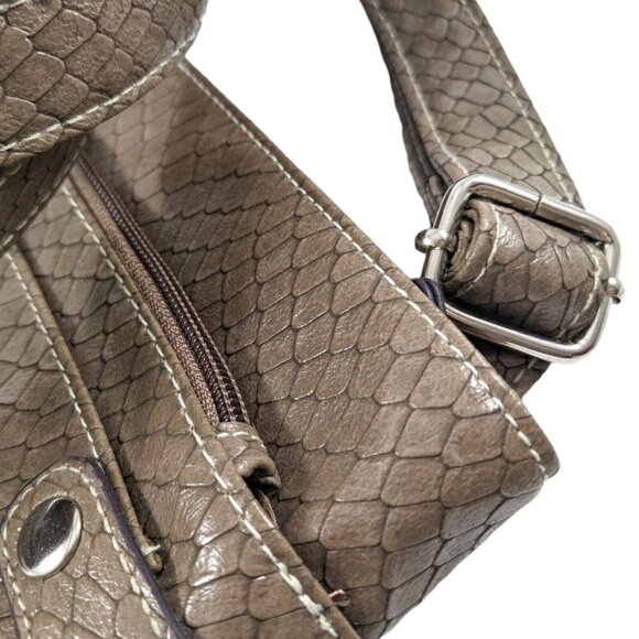 NWT Rosetti Adjustable Crossbody Shoulder Taupe Brown Snakeskin Textured Bag - Picture 9 of 11